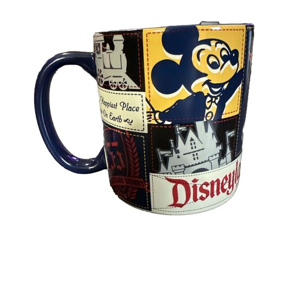 Disneyland Resort Mug Coffee Patchwork Mug Vintage 1955 Retro 14oz Excellent Vtg - Picture 3 of 7